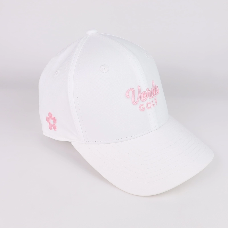 White Golf Cap With Pink Stitching — complete cap reference photograph